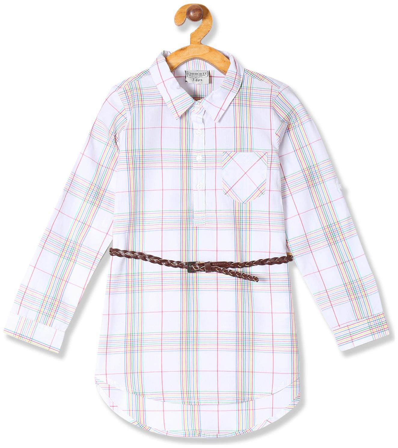 

CHEROKEE Girl Cotton Checked Top - White