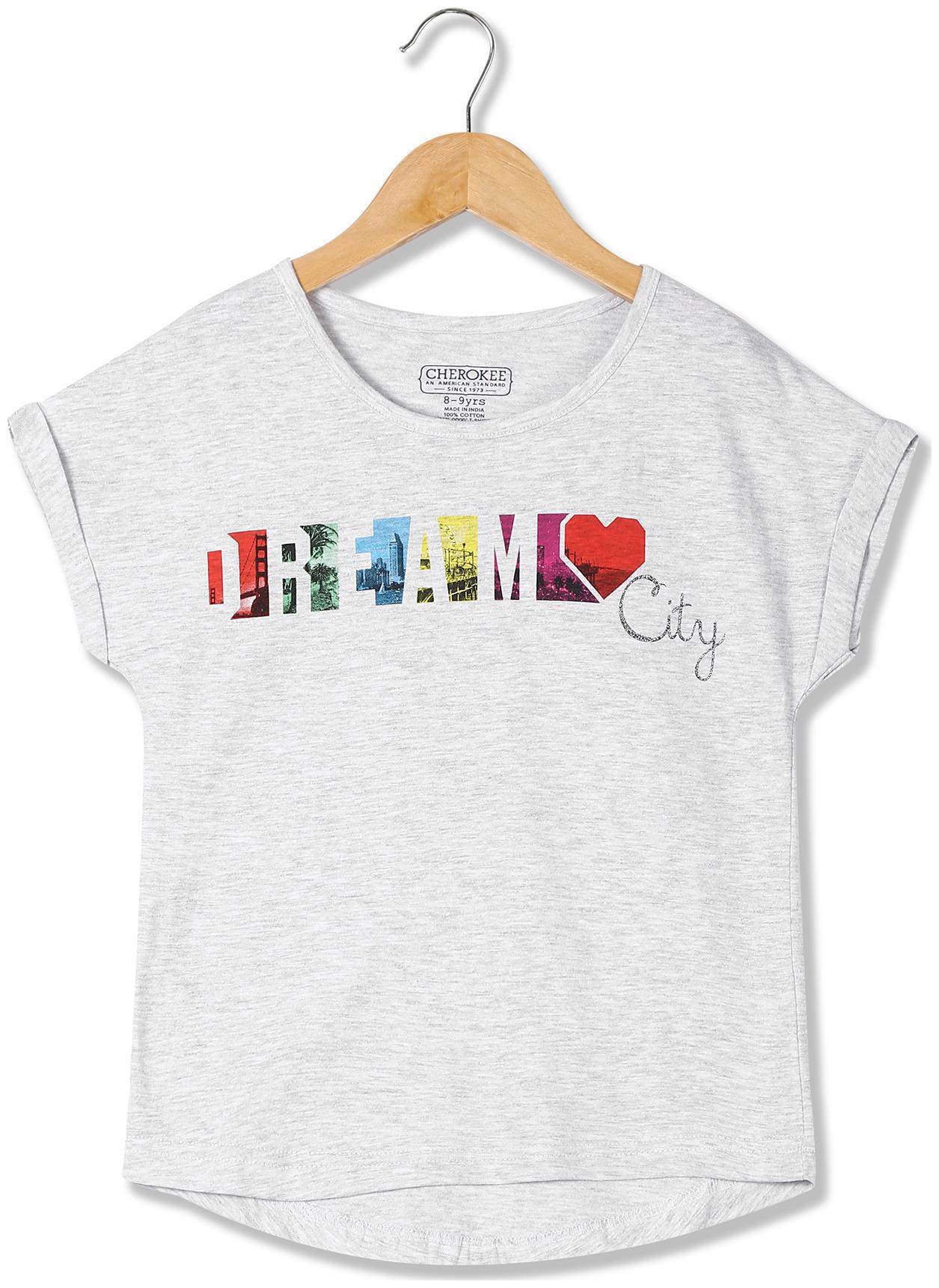 

CHEROKEE Girl Cotton Printed T shirt - Grey