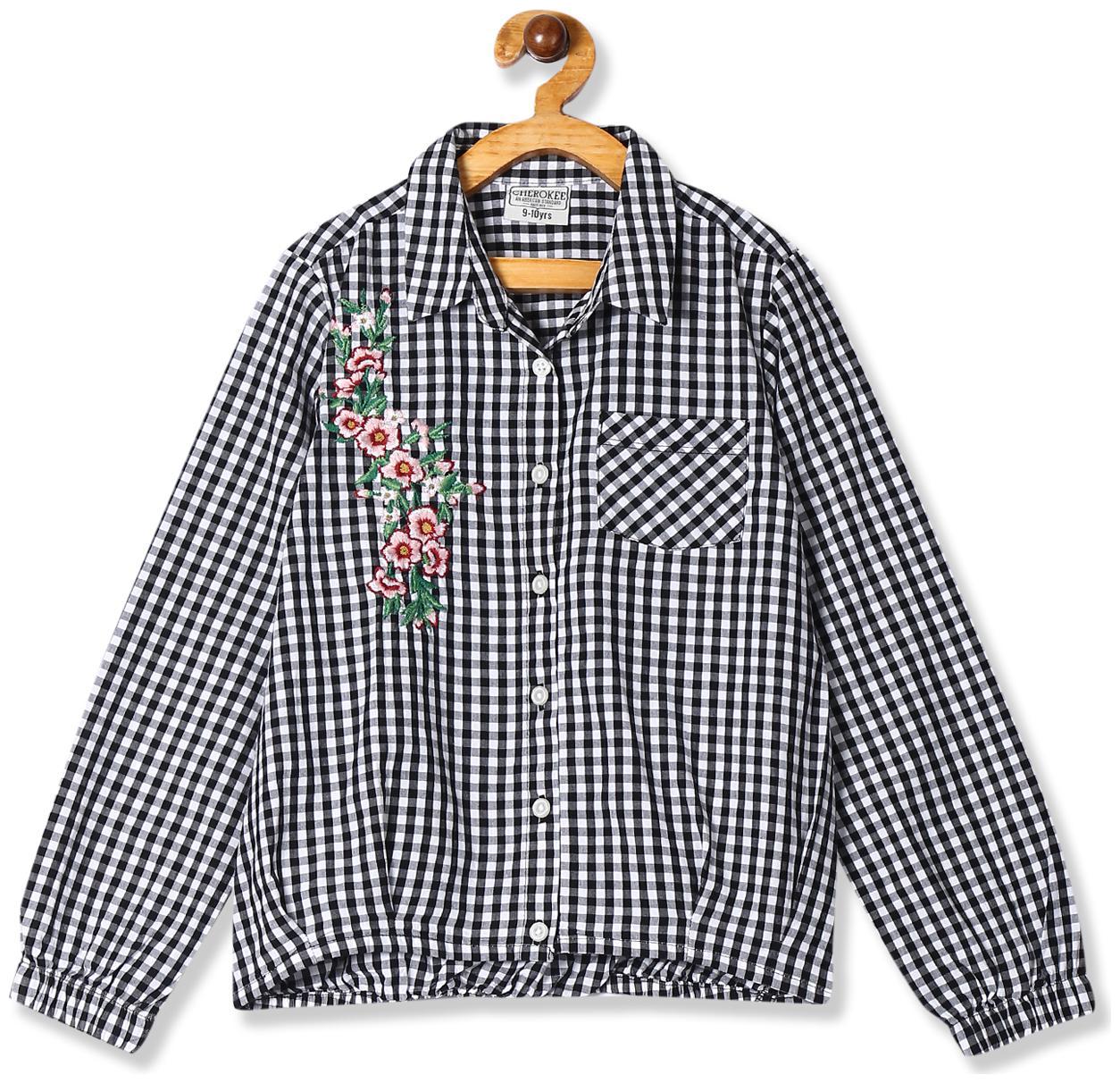 

CHEROKEE Girl Cotton Checked Shirt - Black