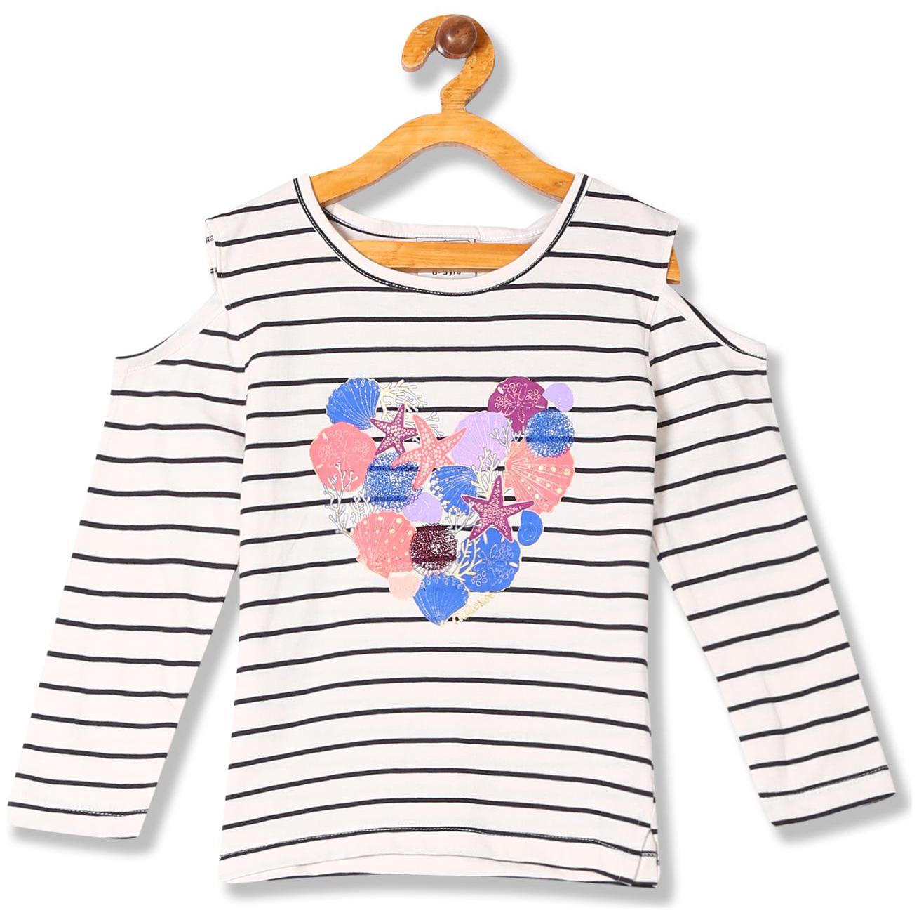 

CHEROKEE Girl Cotton Striped Top - White
