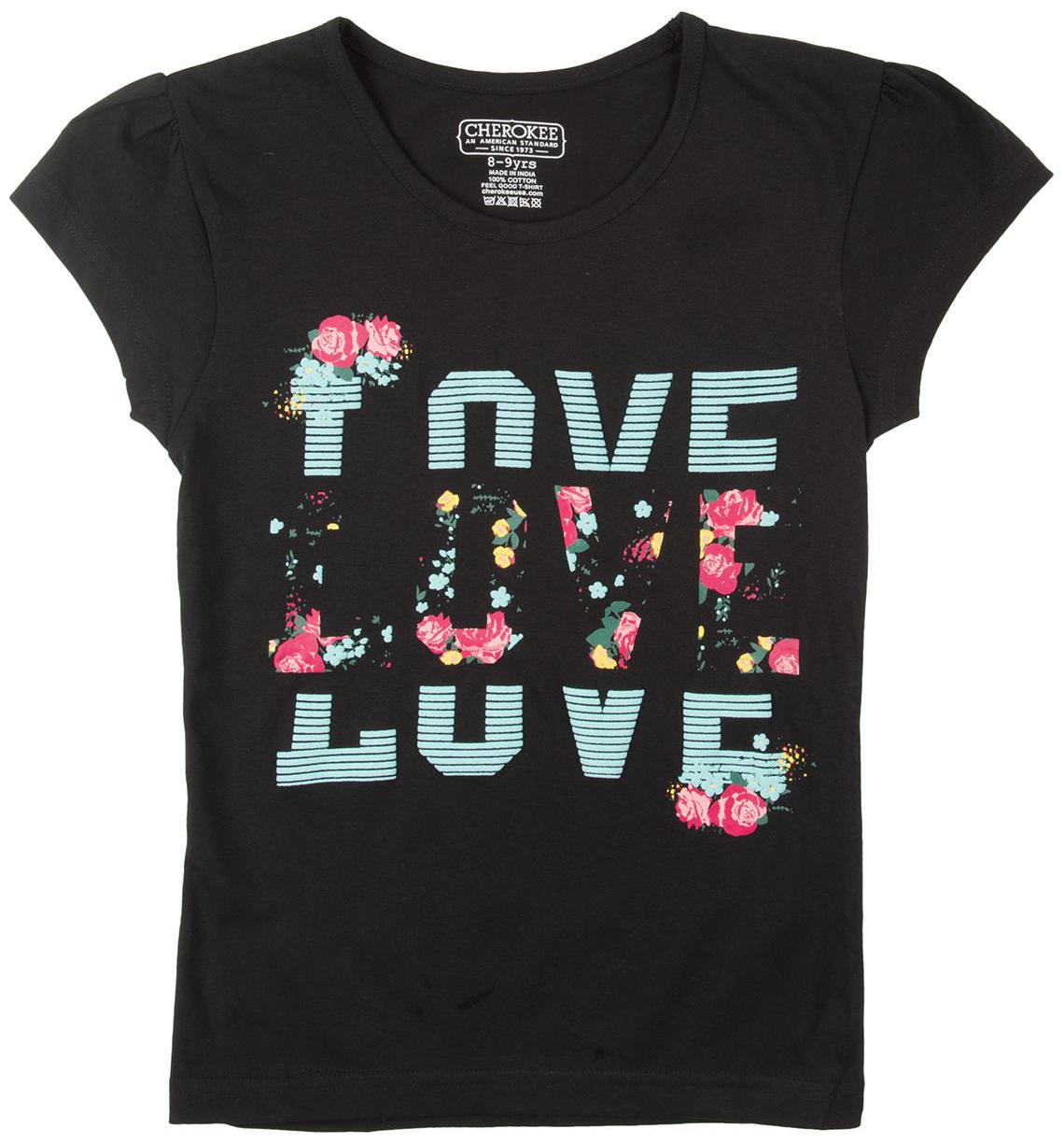 

CHEROKEE Girl Cotton Printed T shirt - Black