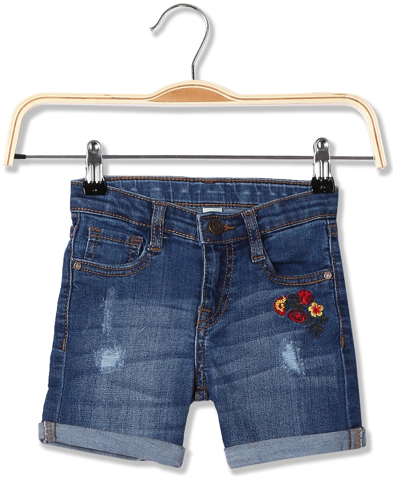 

CHEROKEE Girl Cotton Solid Denim shorts - Blue