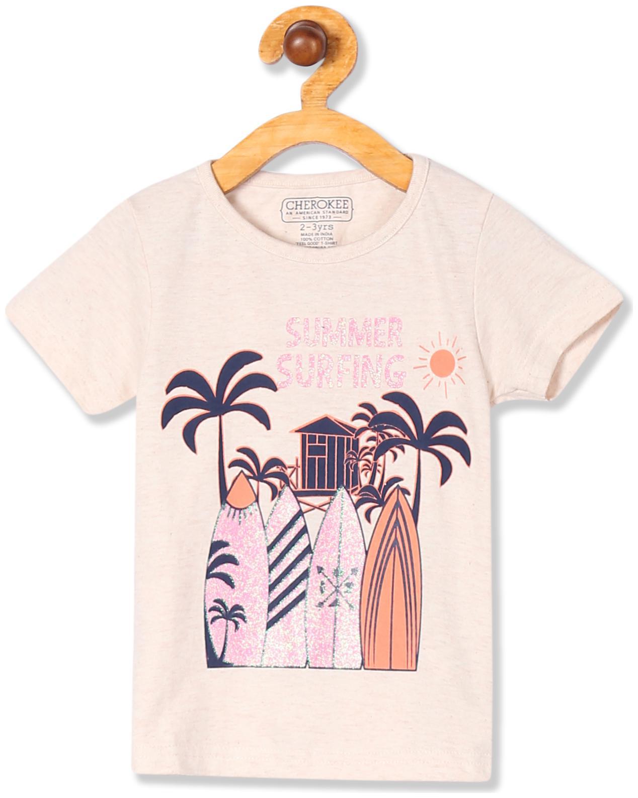 

CHEROKEE Girl Cotton Printed T shirt - White