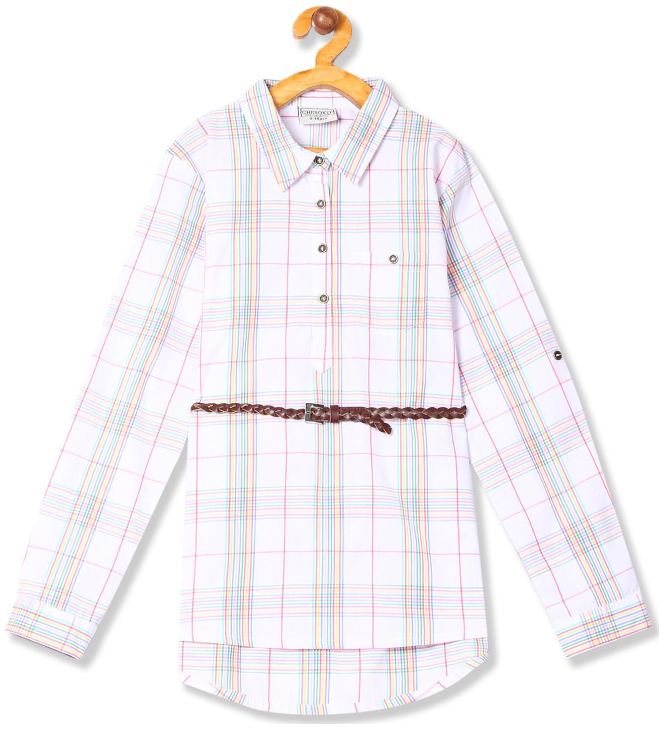 

CHEROKEE Girl Cotton Checked Top - White