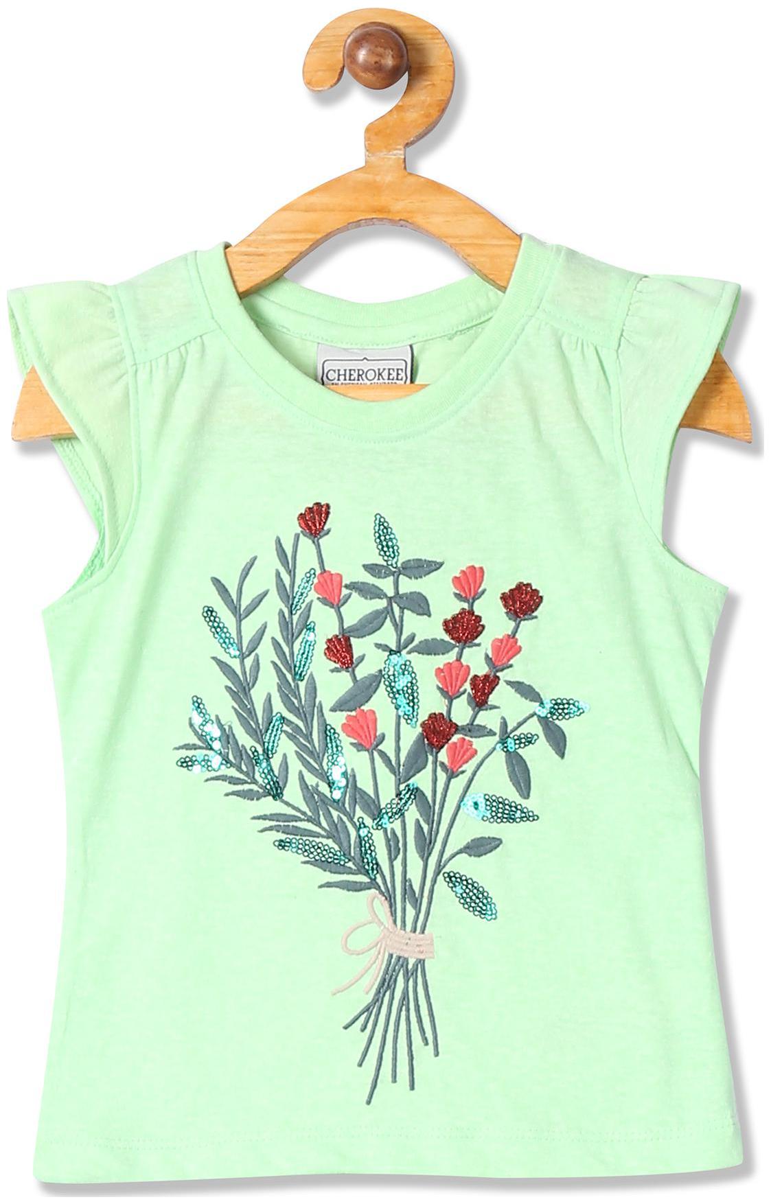 

CHEROKEE Girl Cotton blend Embellished Top - Green
