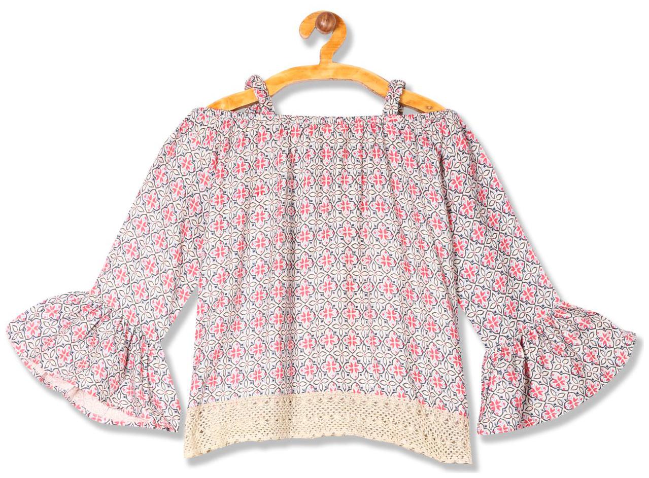 

CHEROKEE Girl Rayon Printed Top - Beige