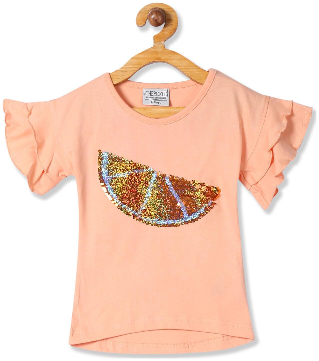 

CHEROKEE Girl Cotton Embellished Top - Orange