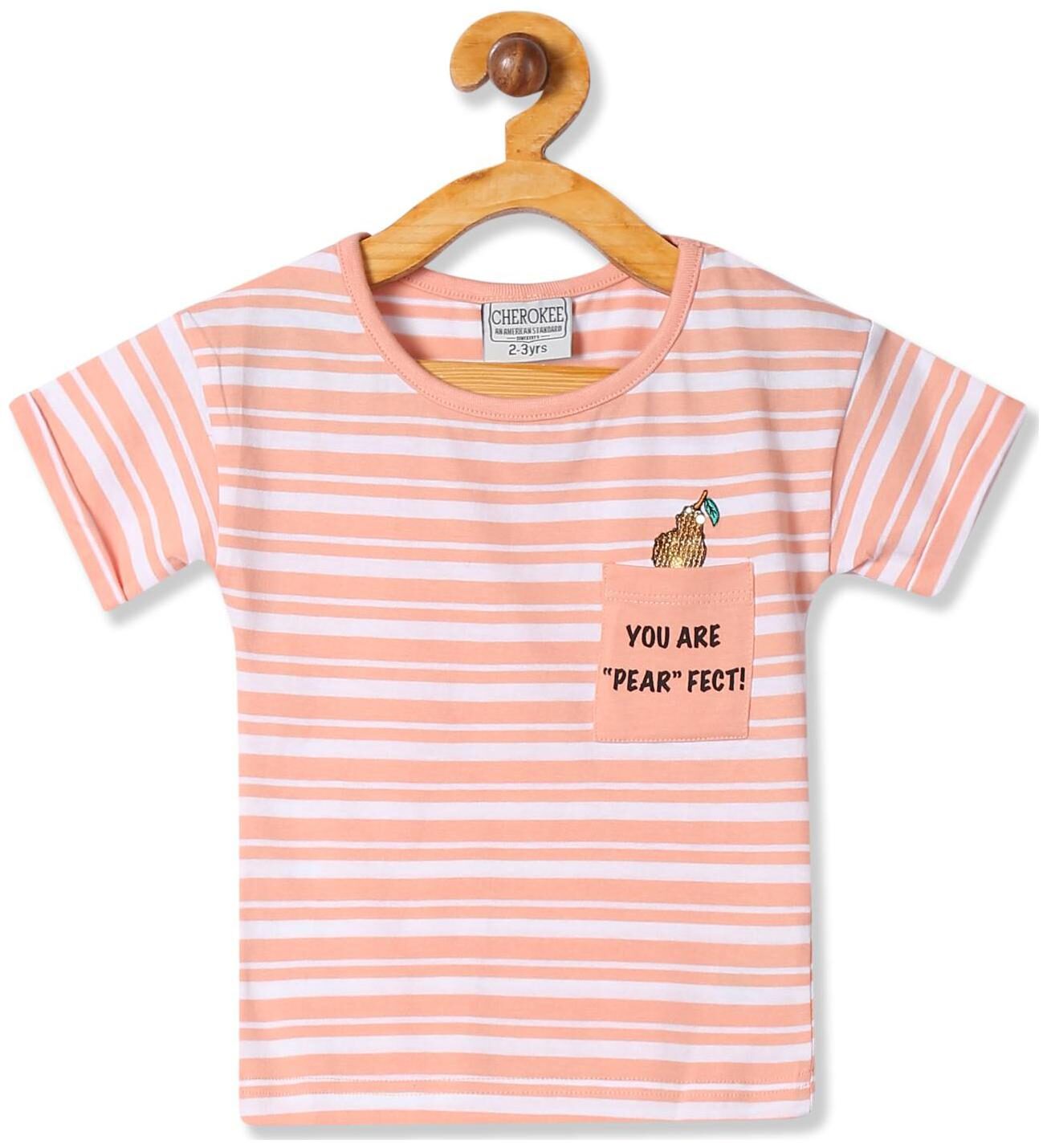 

CHEROKEE Girl Cotton Striped T shirt - Orange