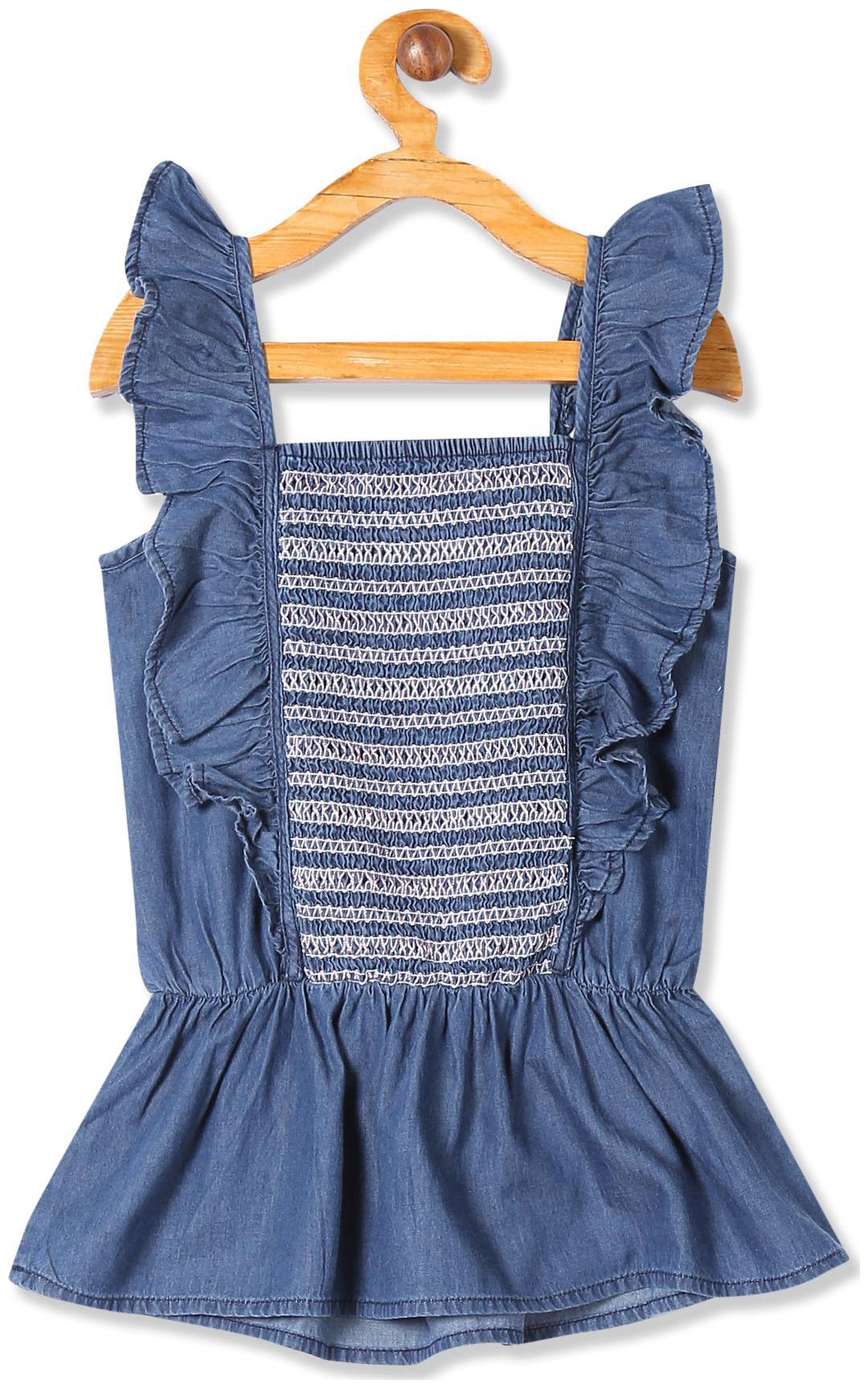 

CHEROKEE Girl Cotton Solid Top - Blue