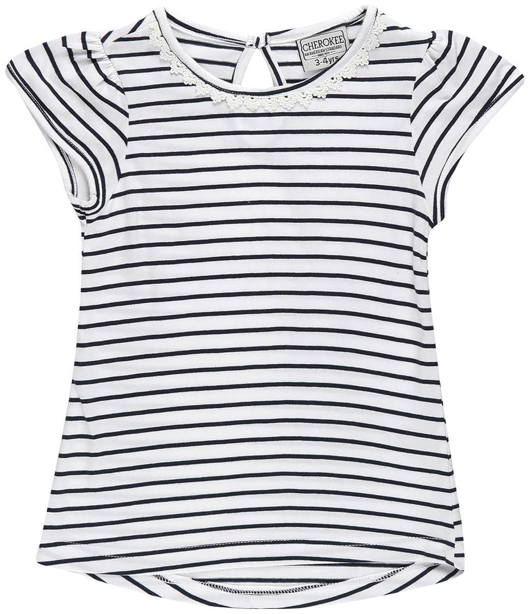 

CHEROKEE Girl Cotton Striped Top - White