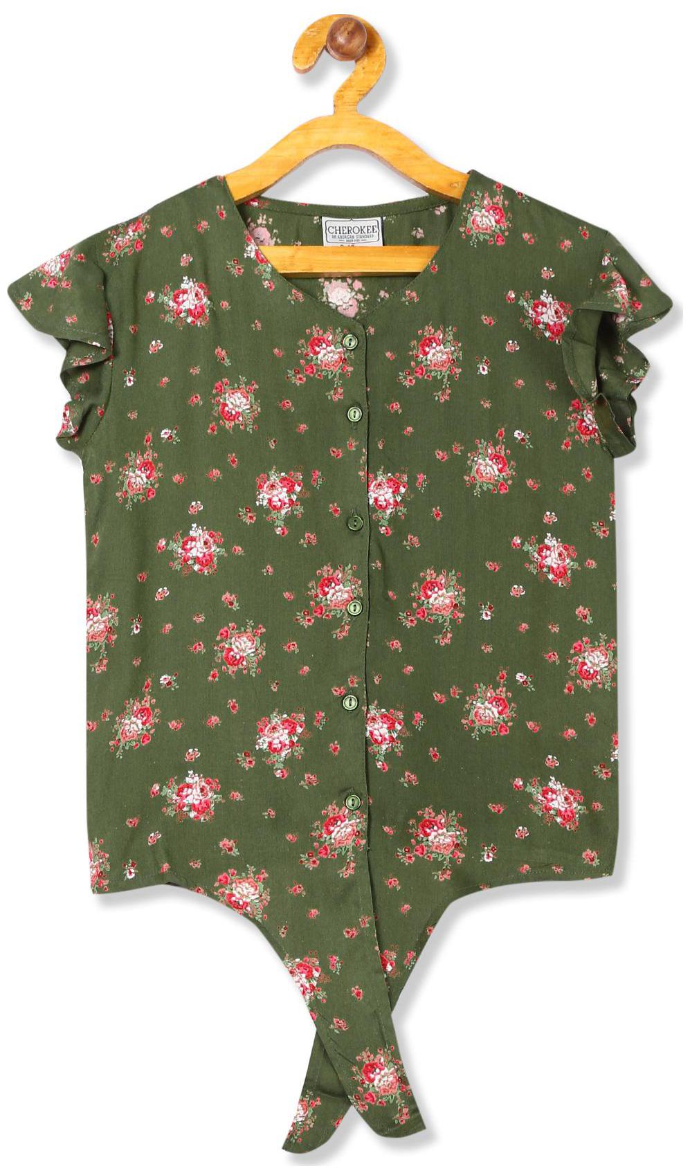 

CHEROKEE Girl Rayon Printed Top - Green