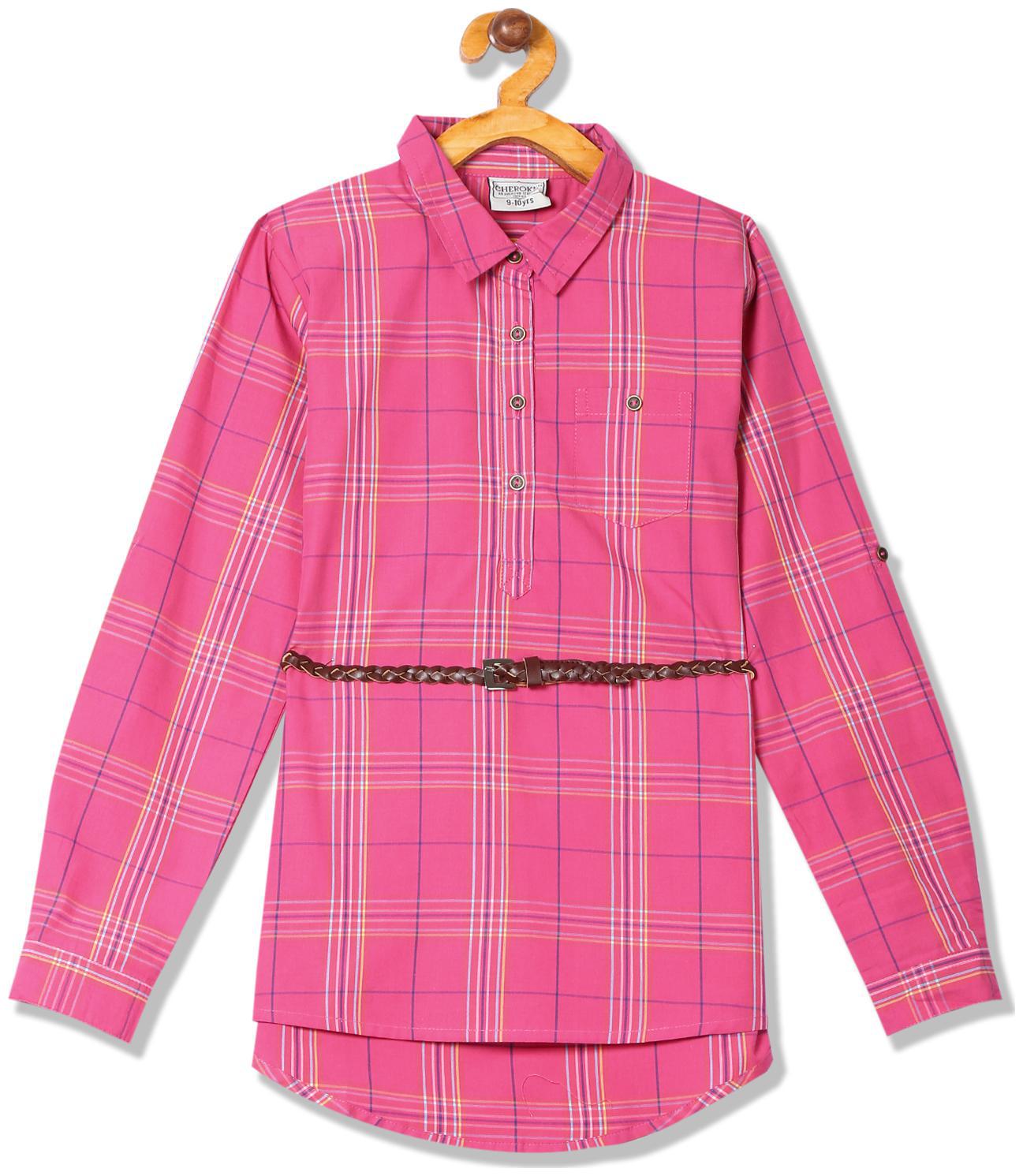 

CHEROKEE Girl Cotton Checked Top - Pink