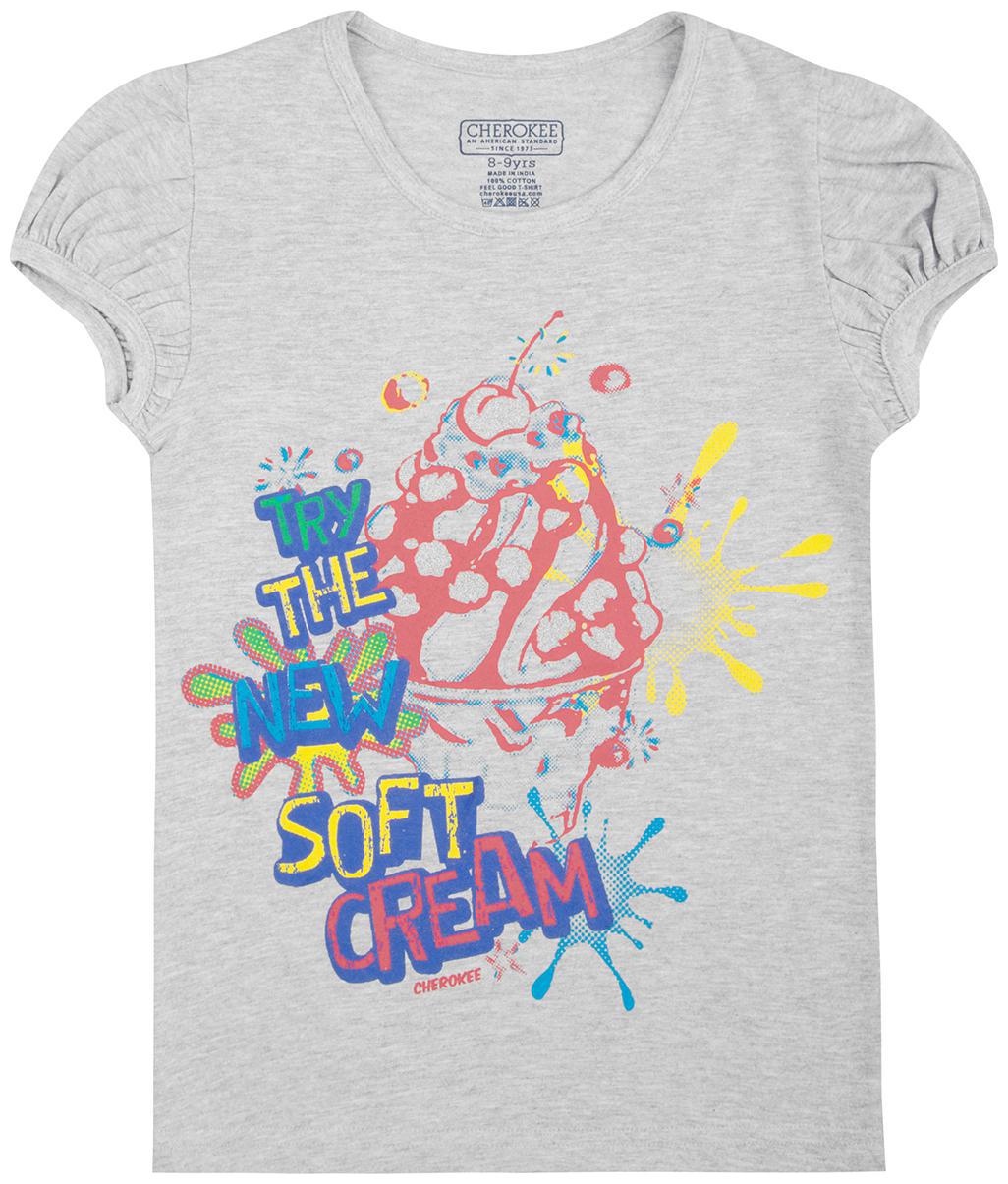 

CHEROKEE Girl Cotton Printed T shirt - Grey