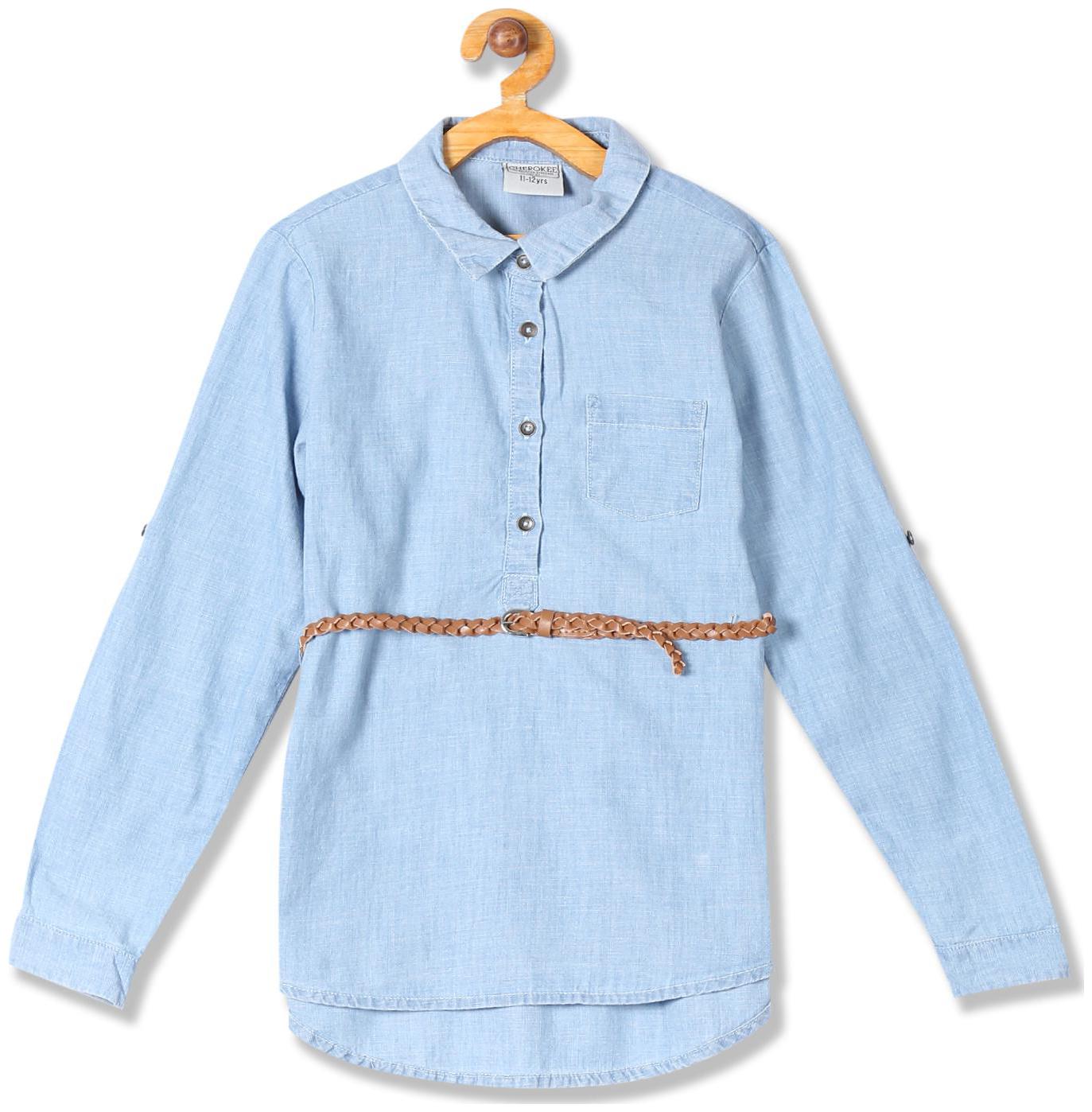 

CHEROKEE Girl Cotton Solid Top - Blue