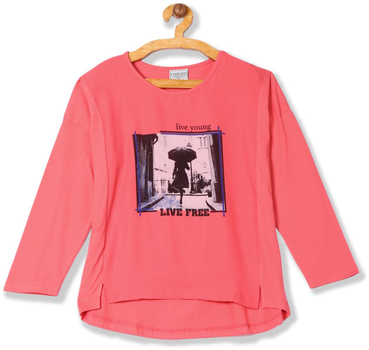 

CHEROKEE Girl Cotton Printed Top - Pink