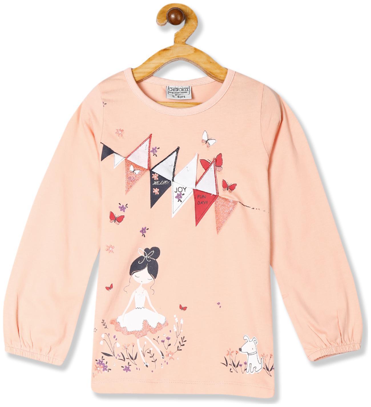 

CHEROKEE Girl Cotton Printed T shirt - Orange