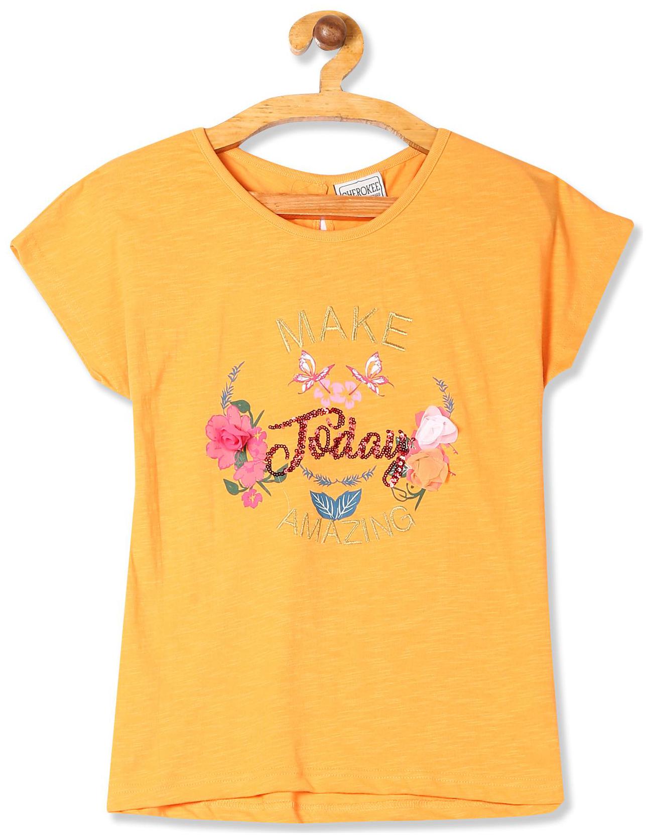 

CHEROKEE Girl Cotton Embellished Top - Yellow