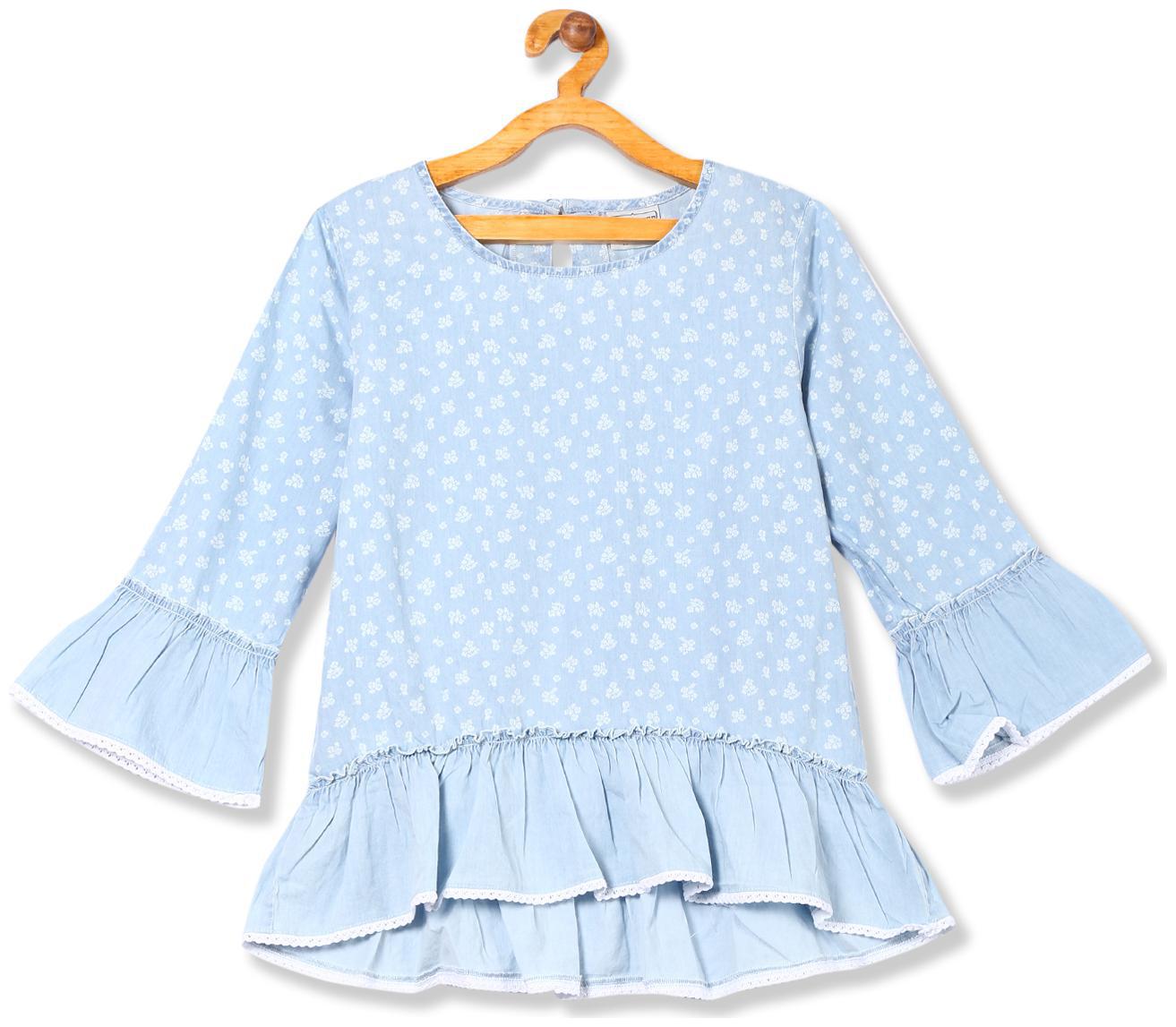 

CHEROKEE Girl Cotton Printed Top - Blue