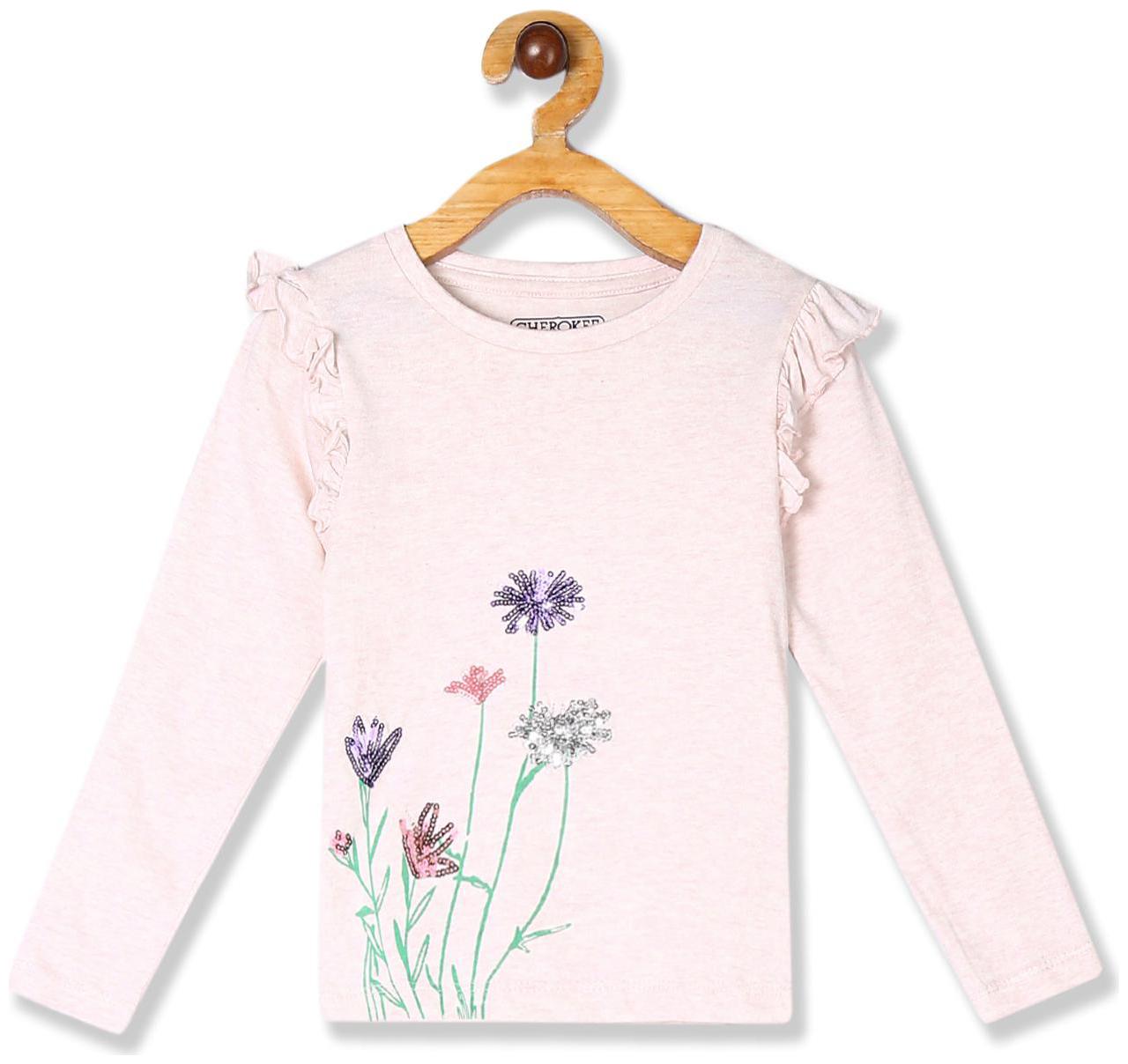 

CHEROKEE Girl Cotton Embellished Top - Pink
