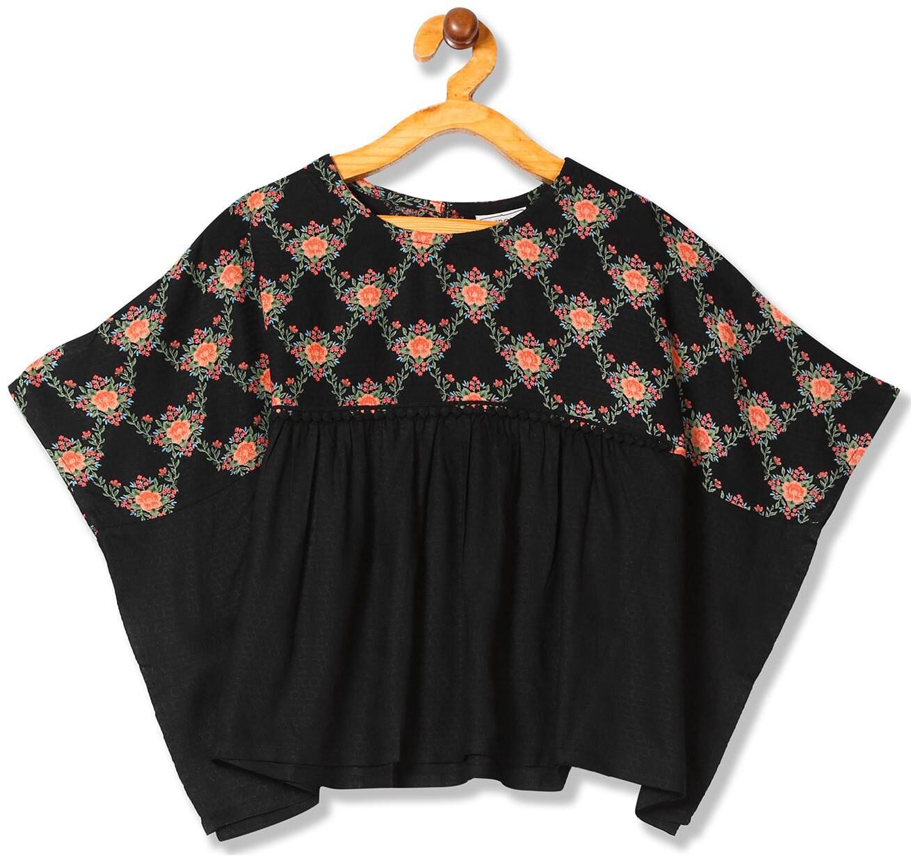 

CHEROKEE Girl Rayon Printed Top - Black