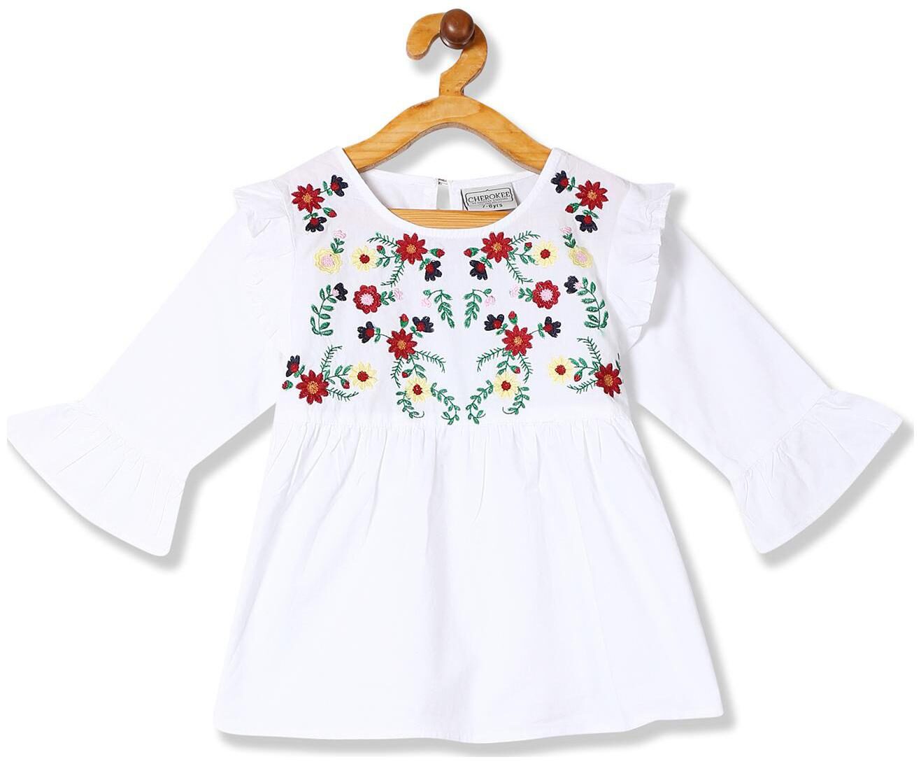 

CHEROKEE Girl Cotton Embellished Top - White