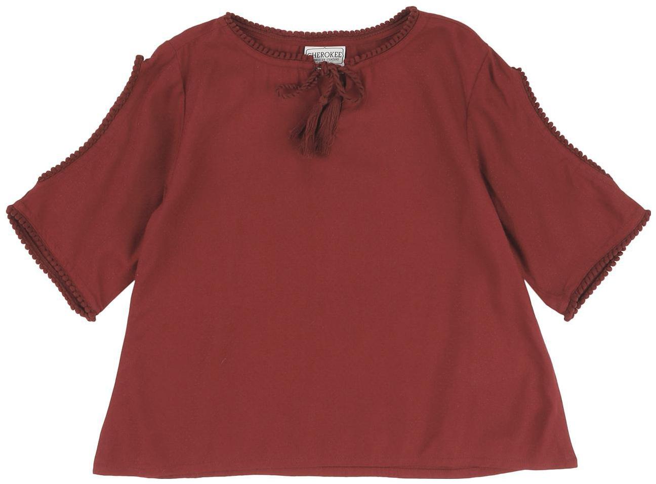 

CHEROKEE Girl Cotton Self design Top - Red