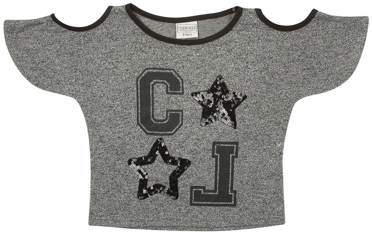 

CHEROKEE Girl Viscose Embellished Top - Grey