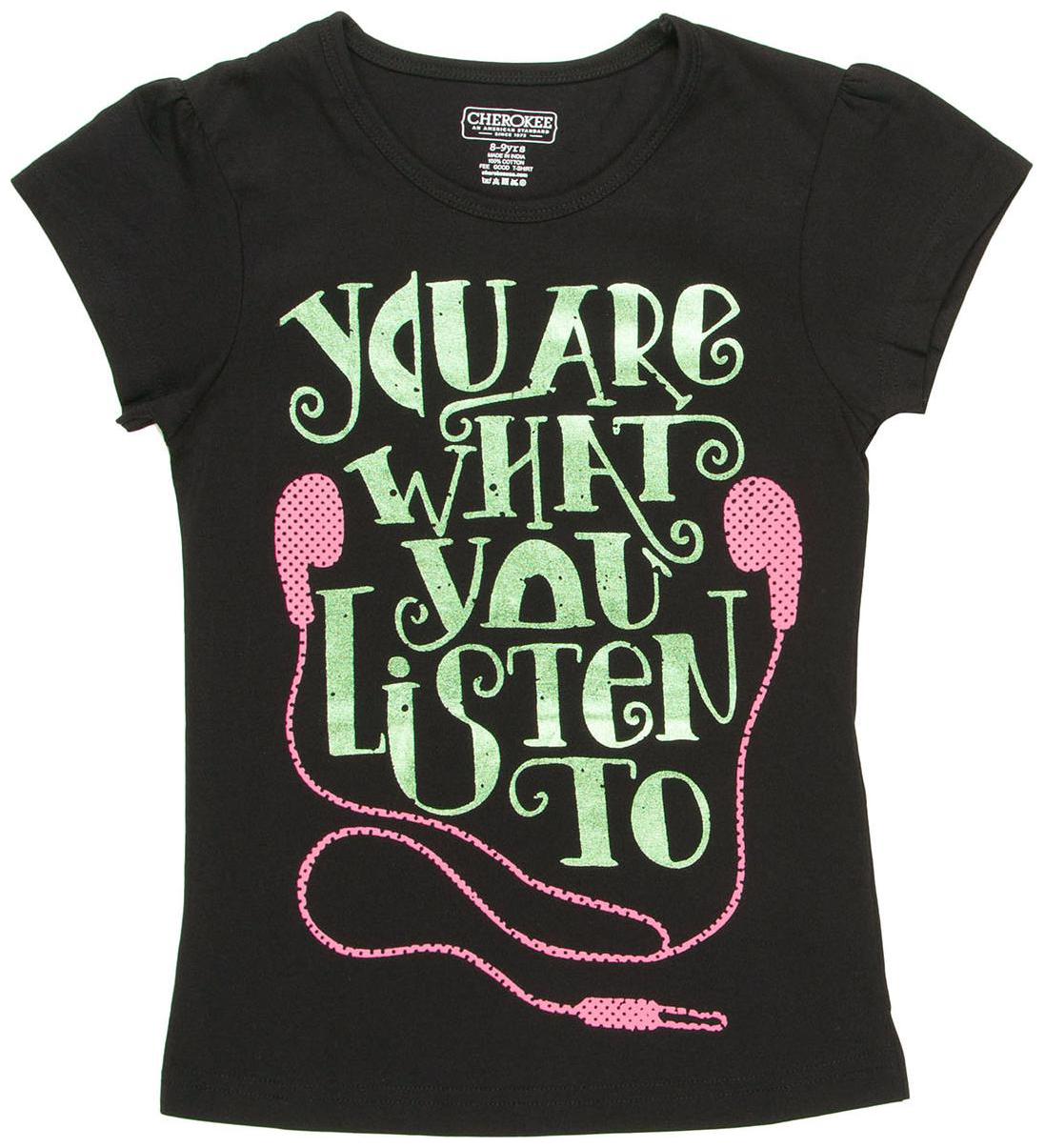 

CHEROKEE Girl Cotton Printed T shirt - Black