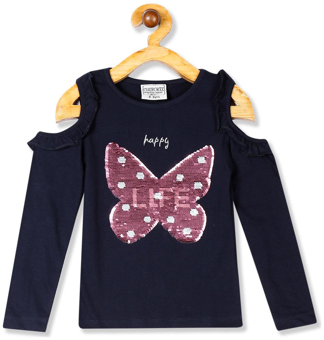 

CHEROKEE Girl Cotton Embellished Top - Blue