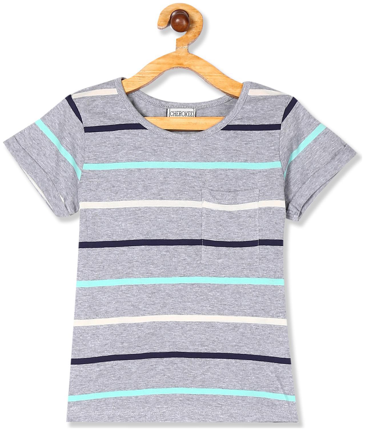 

CHEROKEE Girl Cotton Striped T shirt - Grey