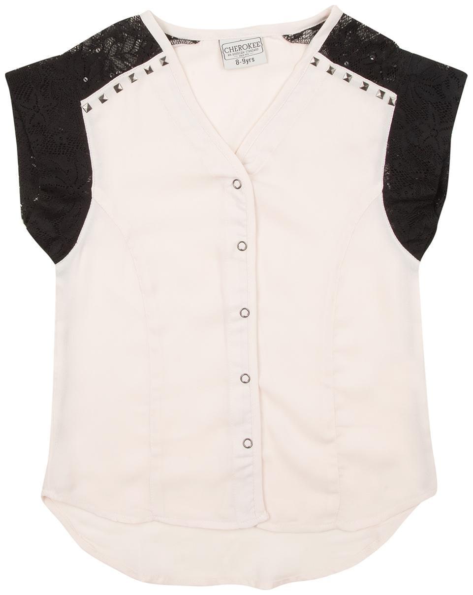 

CHEROKEE Girl Polyester Colorblocked Top - White