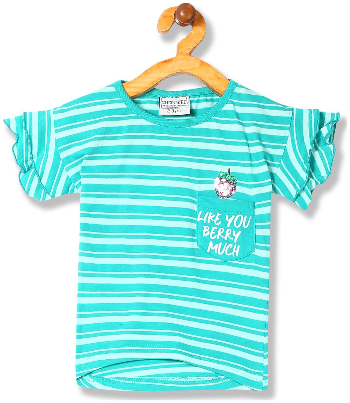 

CHEROKEE Girl Cotton Striped Top - Green