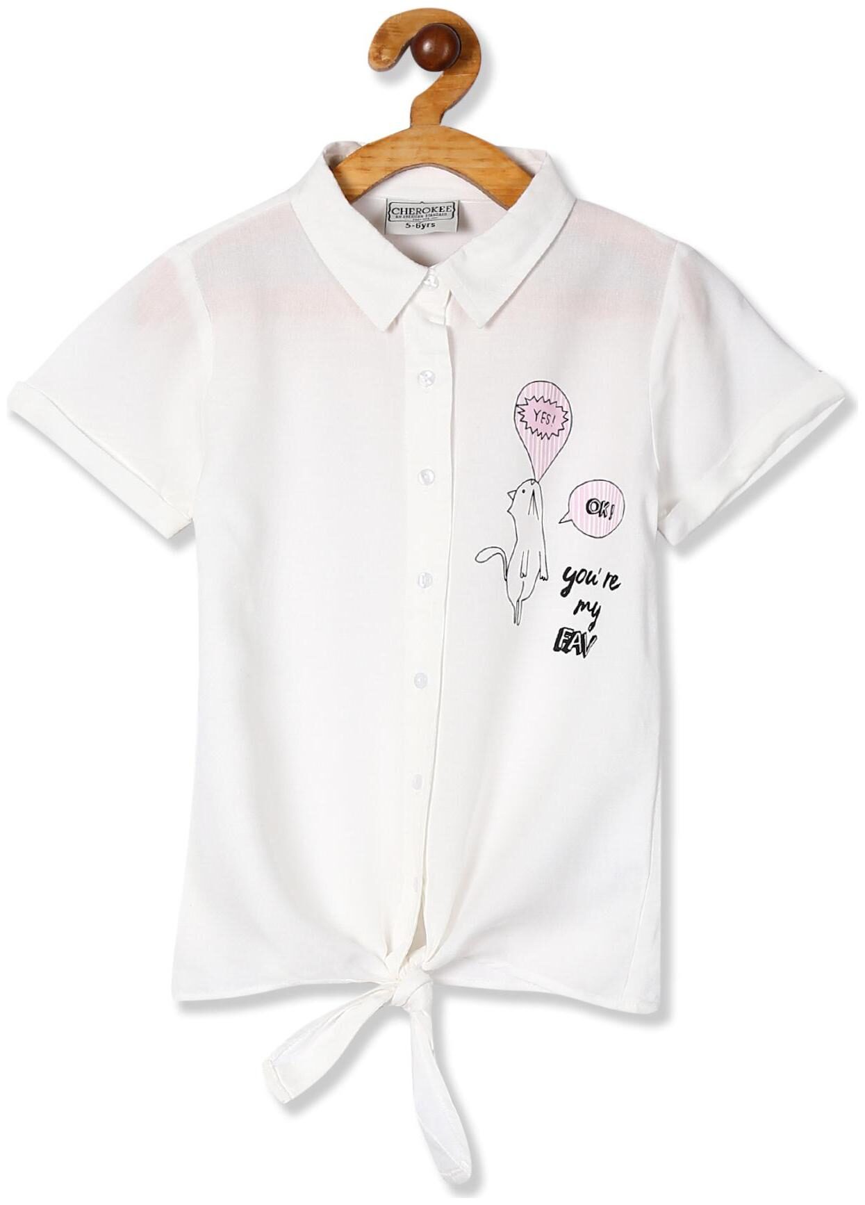 

CHEROKEE Girl Rayon Printed Shirt - White