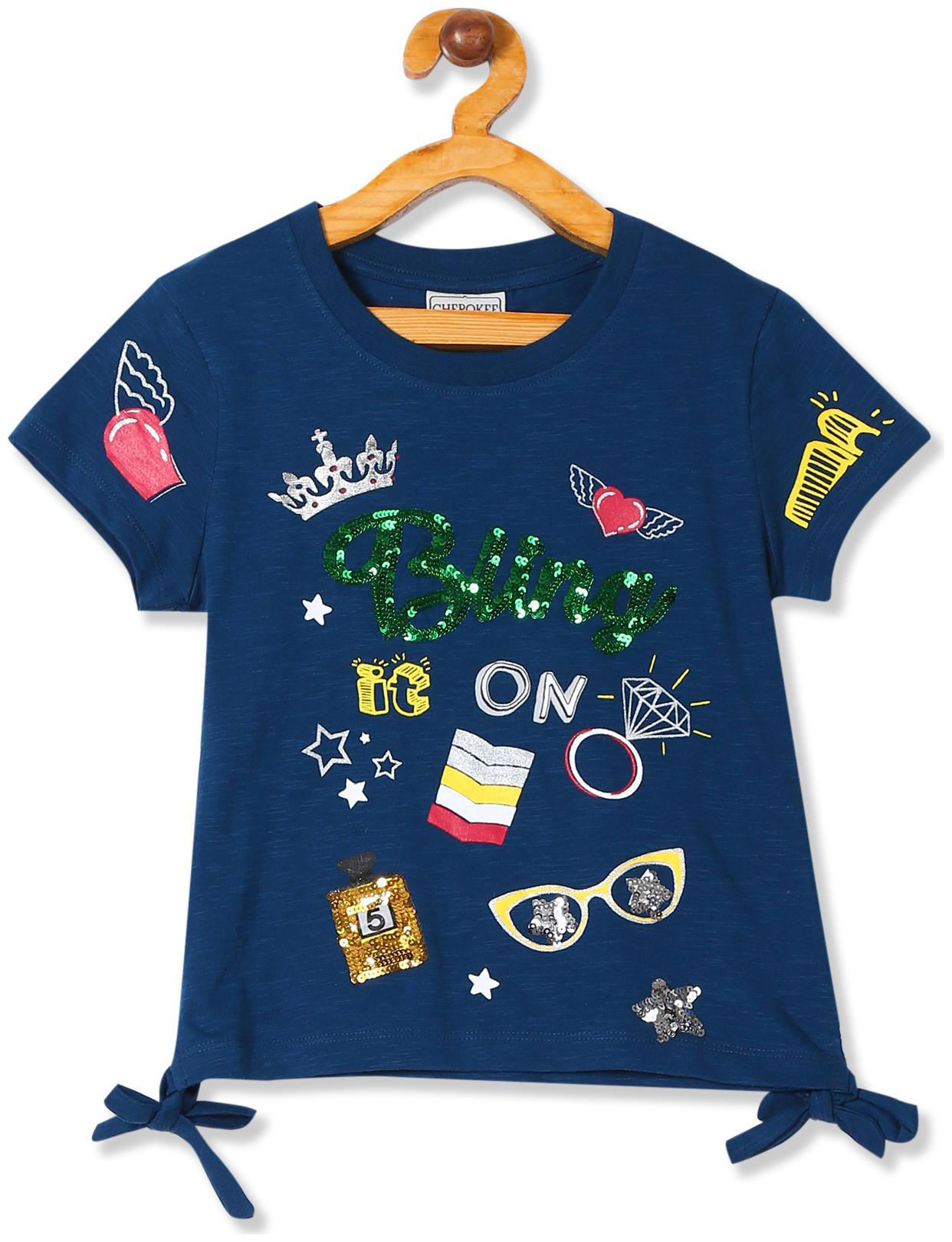 

CHEROKEE Girl Cotton Printed Top - Blue