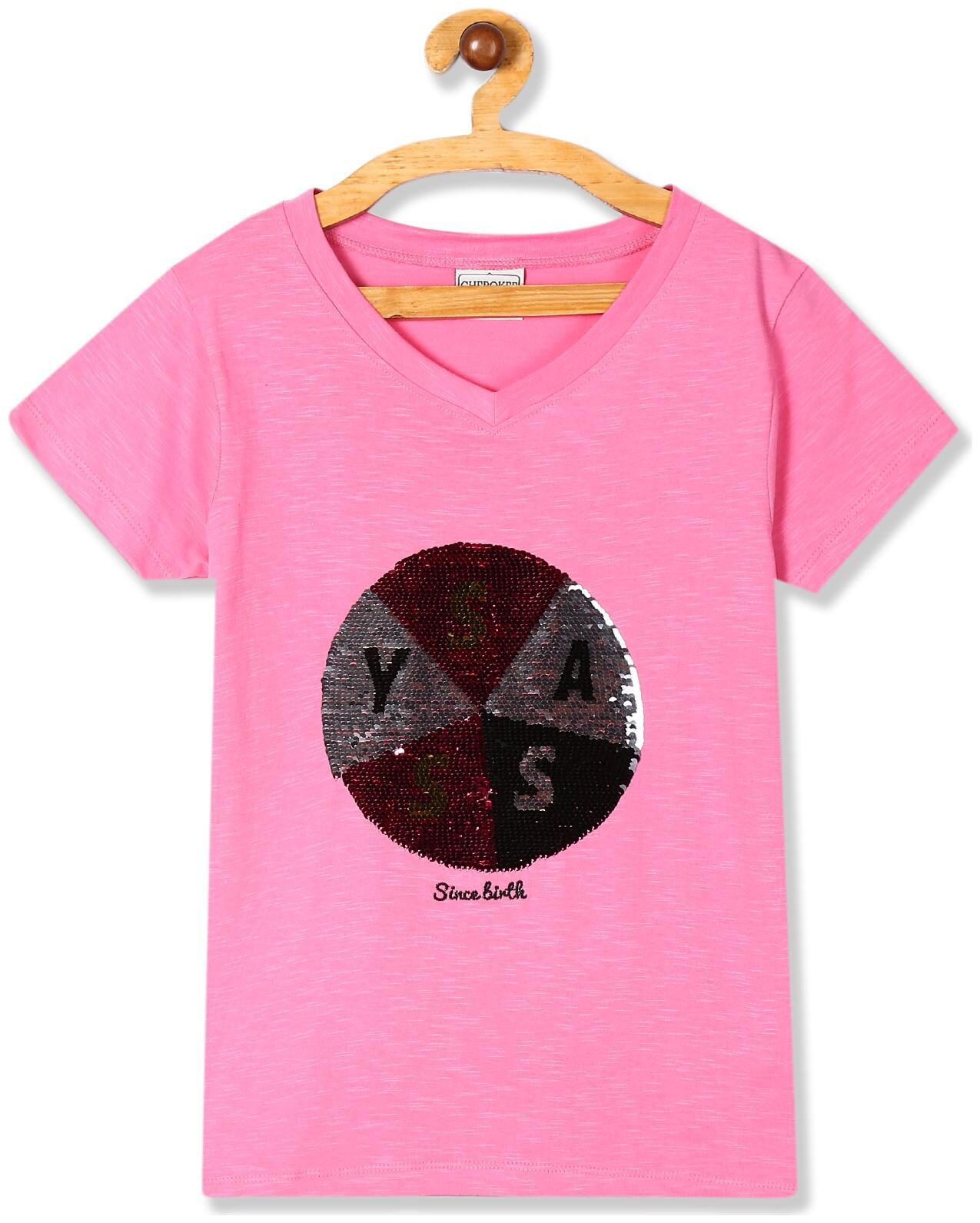 

CHEROKEE Girl Cotton Embellished T shirt - Pink