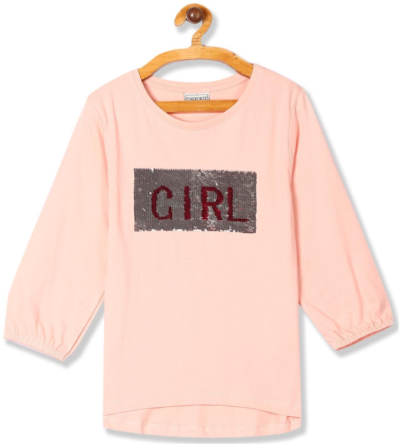 

CHEROKEE Girl Cotton Embellished Top - Pink