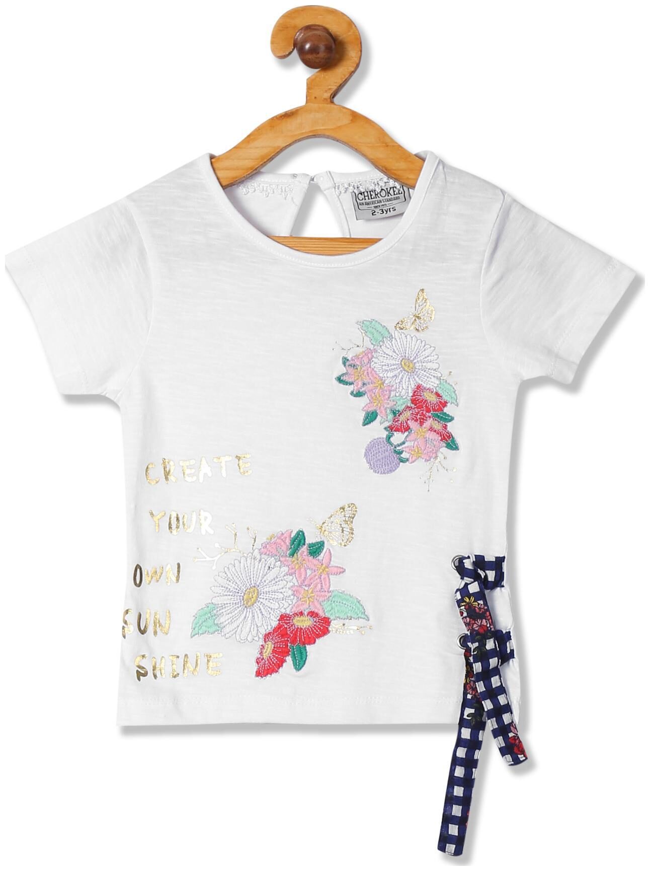 

CHEROKEE Girl Cotton Embellished T shirt - White