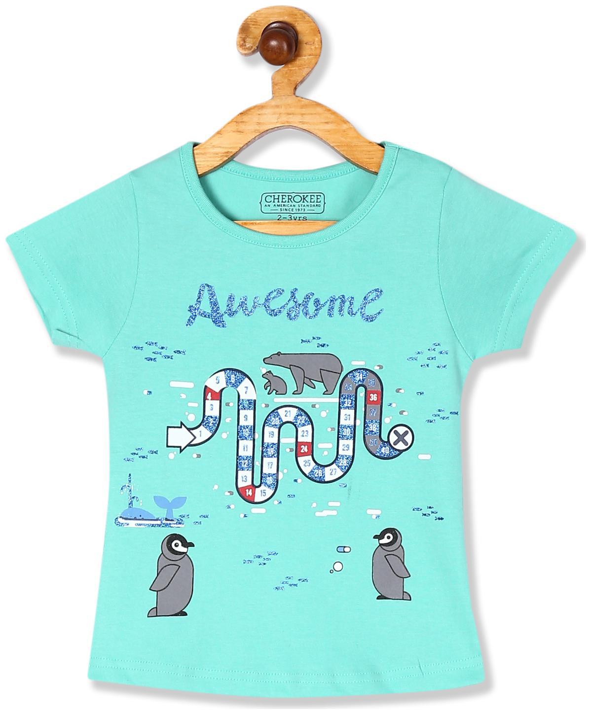 

CHEROKEE Girl Cotton Printed T shirt - Green
