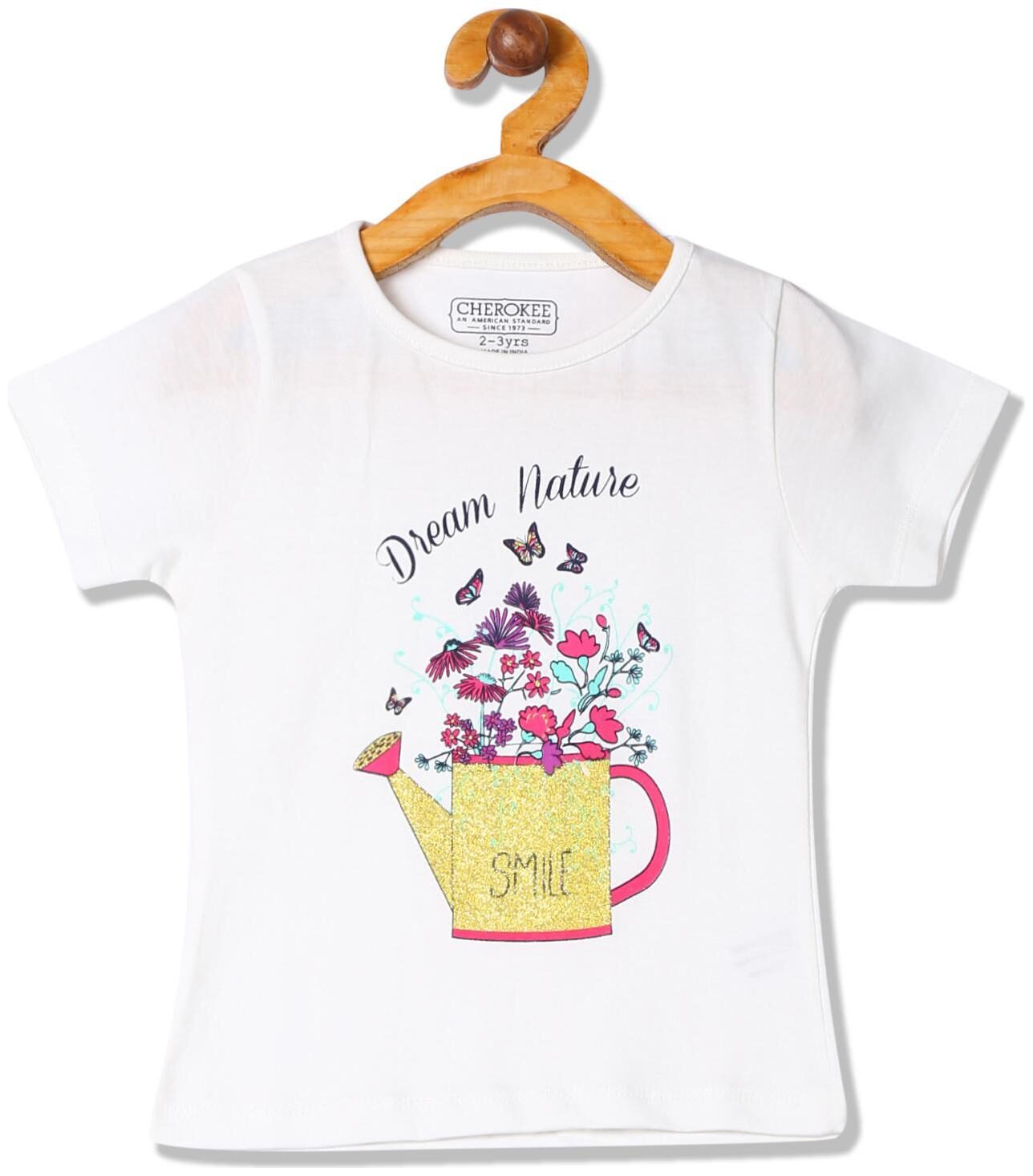 

CHEROKEE Girl Cotton Printed T shirt - White