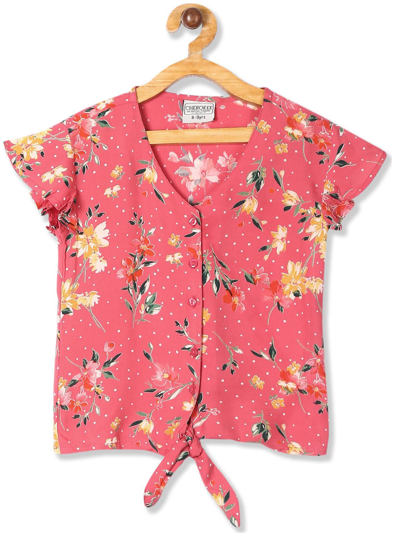 

CHEROKEE Girl Rayon Printed Top - Pink