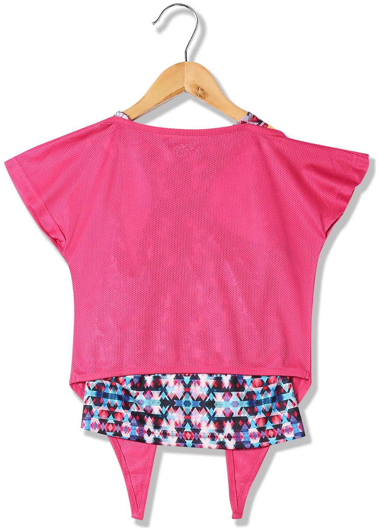 

CHEROKEE Girl Polyester Colorblocked T shirt - Pink