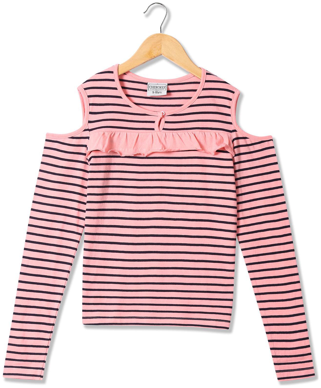 

CHEROKEE Girl Cotton Striped Top - Pink
