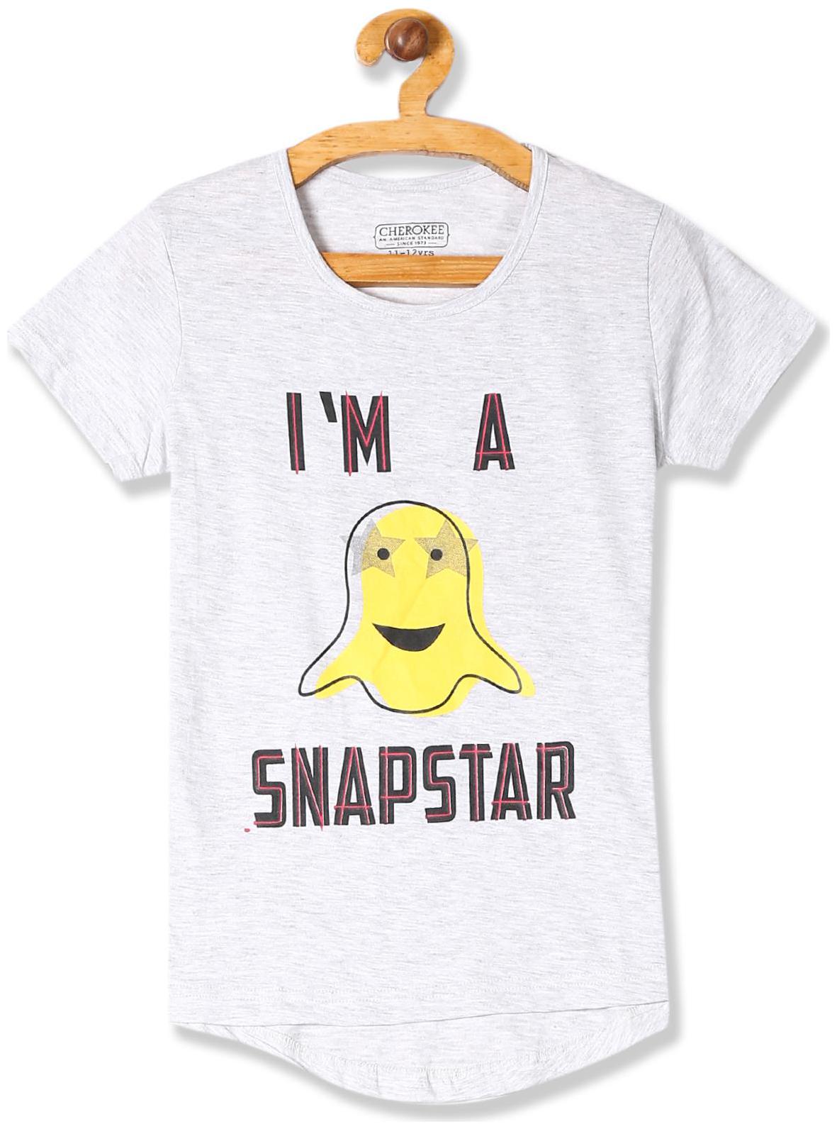 

CHEROKEE Girl Cotton Printed T shirt - Grey