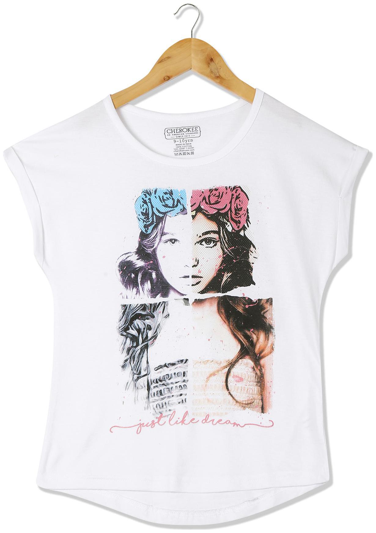 

CHEROKEE Girl Cotton Printed T shirt - White