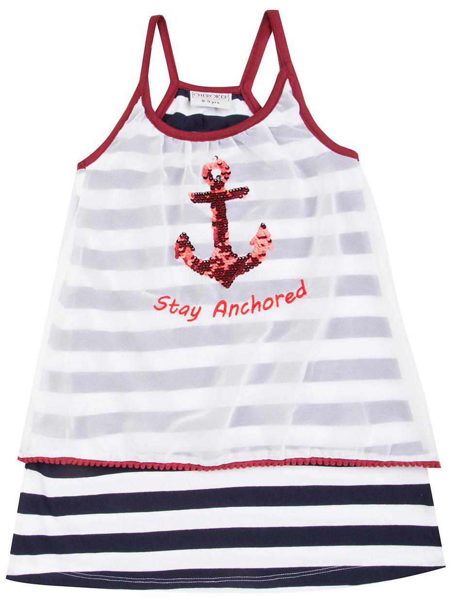 

CHEROKEE Girl Cotton Striped Top - White
