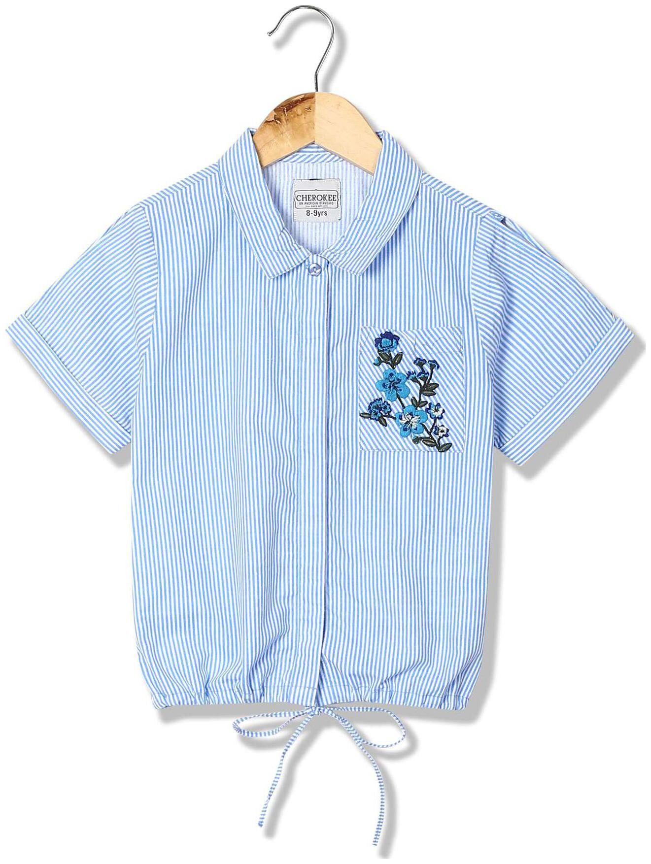 

CHEROKEE Girl Cotton Striped Top - Blue