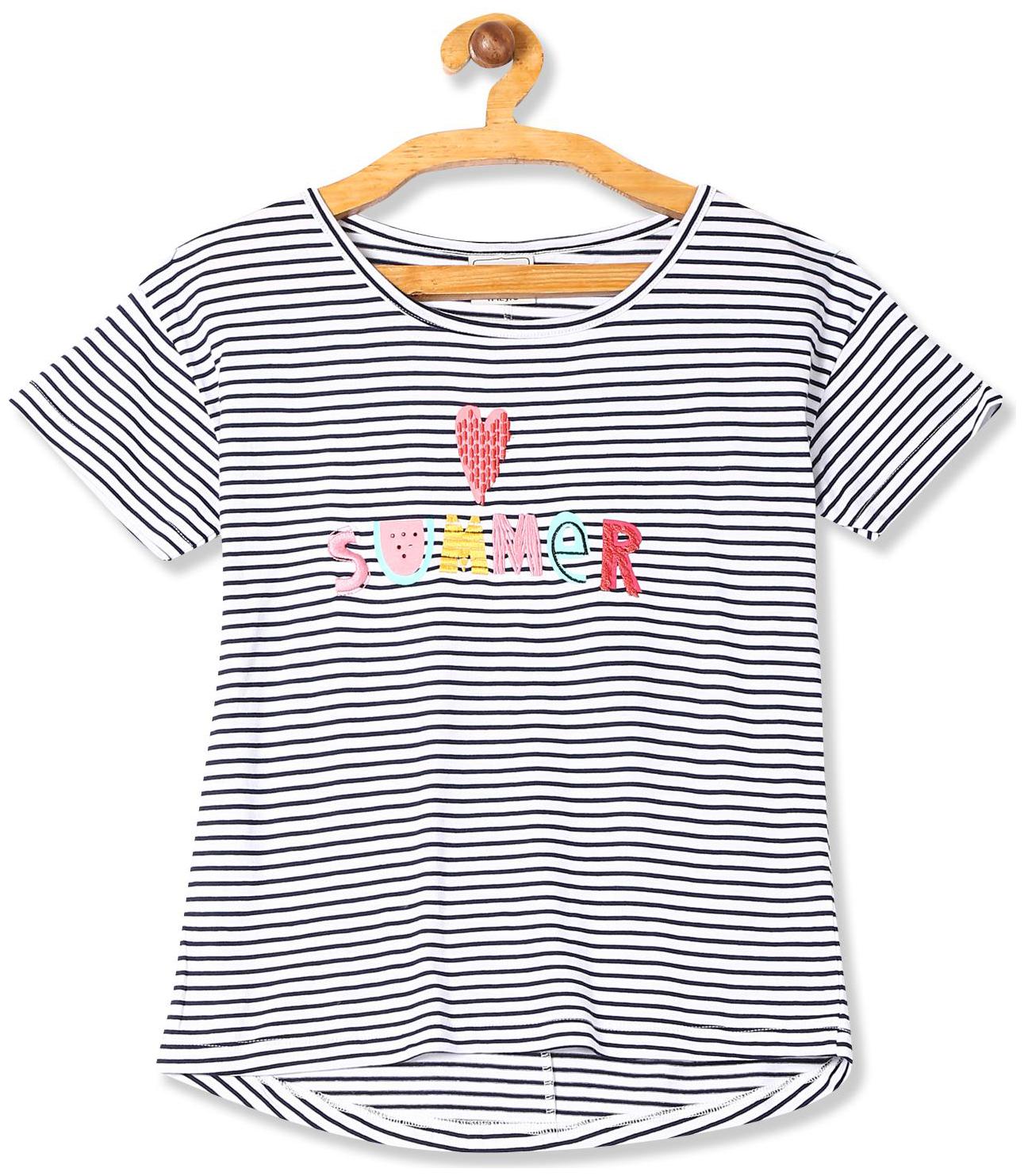 

CHEROKEE Girl Cotton Striped T shirt - White