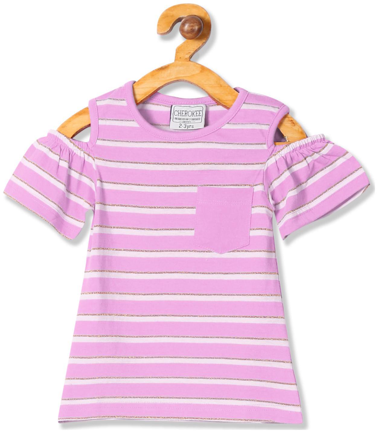 

CHEROKEE Girl Cotton Striped Top - Purple
