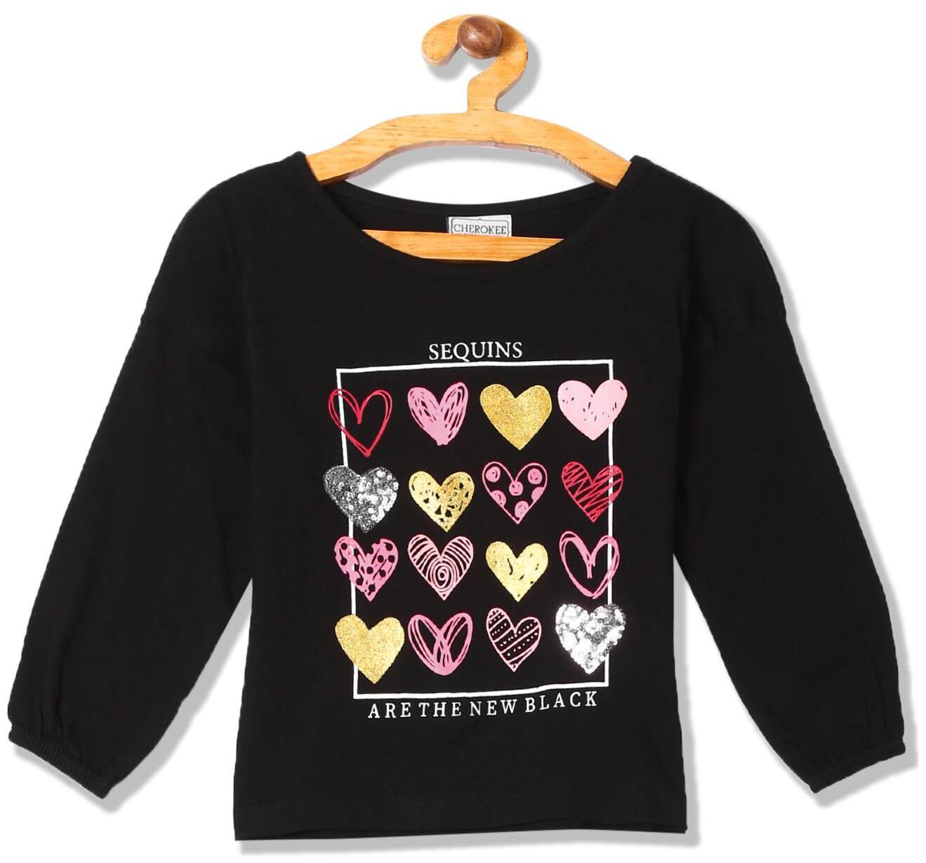 

CHEROKEE Girl Cotton Printed T shirt - Black