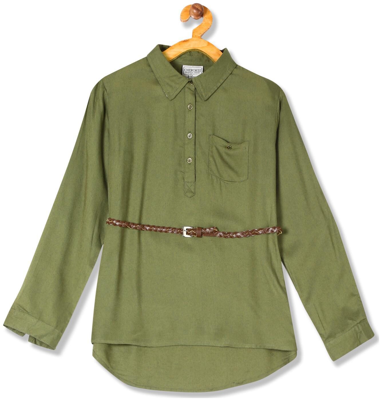 

CHEROKEE Girl Viscose Solid Top - Green